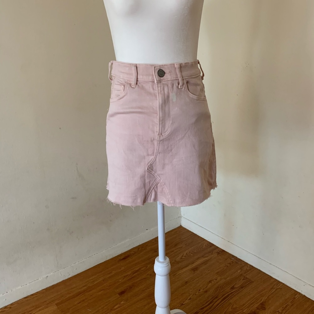 Express Pink Denim Mini Skirt